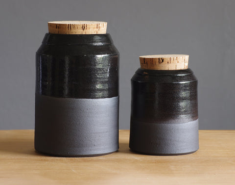 Black Tall Jar Pair